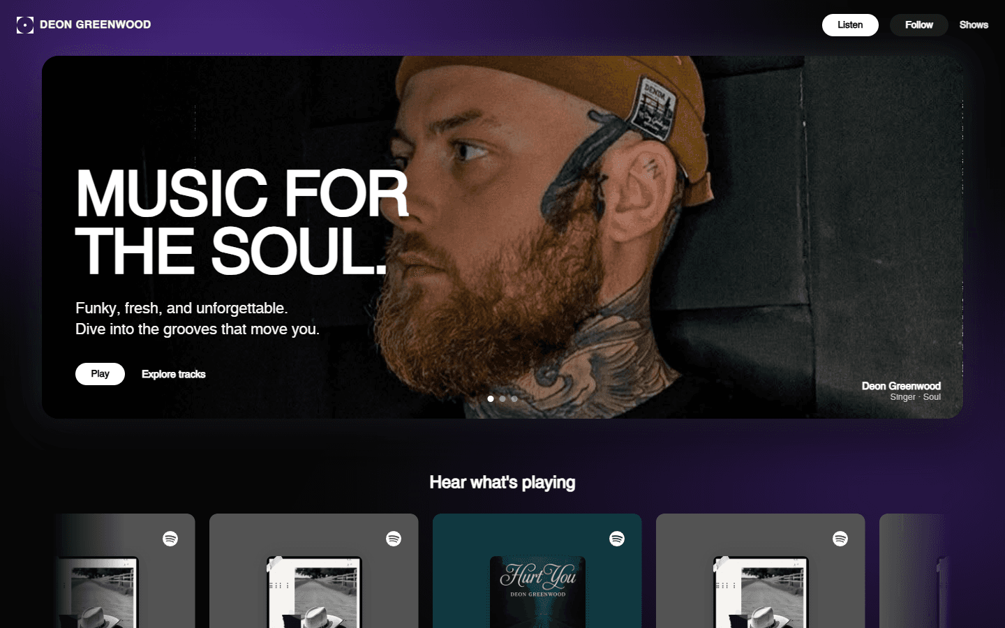 The Deon Greenwood website homepage