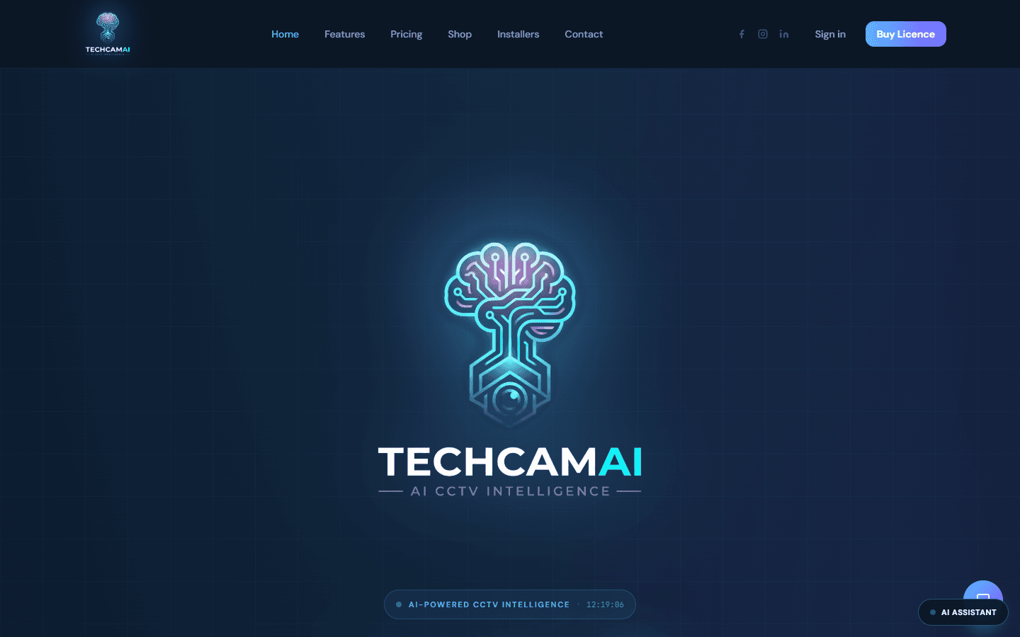 The TechCamAI website homepage
